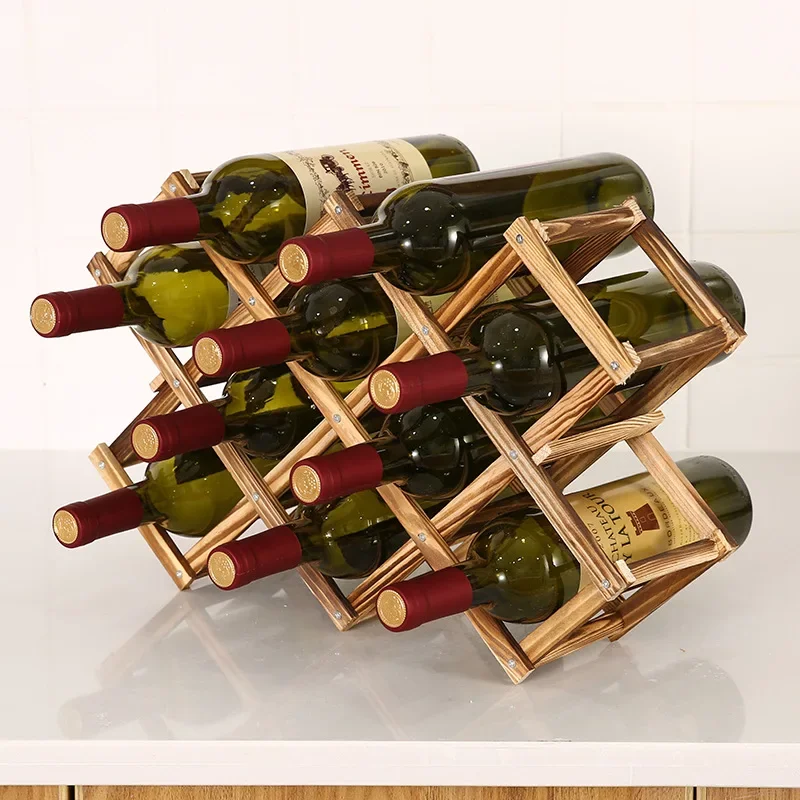 Home Bar Setup - Estantes de vino de madera plegables,
