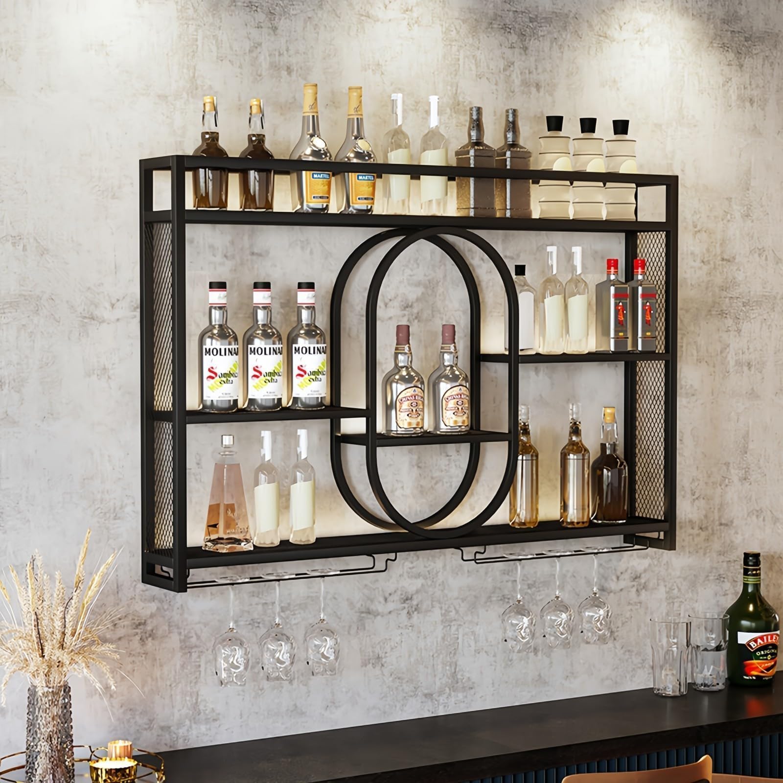 Estante de vino de metal de 39 - Home Bar Shelves reseña y precio